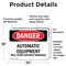 Signmission Automatic Equipment Start Without Warning Danger Sign, Vinyl Decal, 24in W x 18in L, 2PK OS-2PACK-DS-D-1824-L-1846 - alternate 5